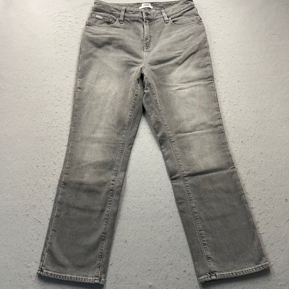 LL Bean Womens 10 PET Flannel Lined Jeans Grey Classic‎ Fit Straight Leg 301796